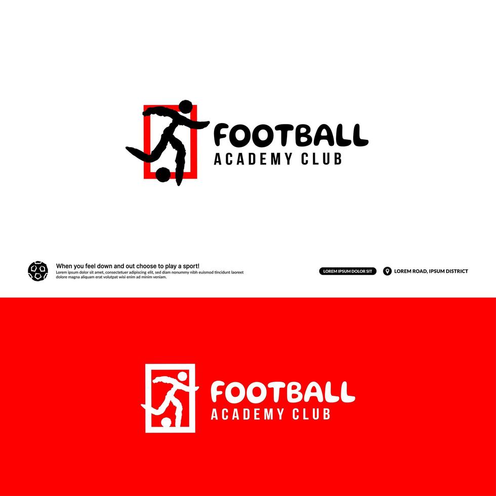 plantilla de diseño de logotipo de club de fútbol, concepto de logotipo de torneos de fútbol. Identidad del equipo de fútbol aislada sobre fondo blanco, ilustraciones de vectores de diseño de símbolo de deporte abstracto.