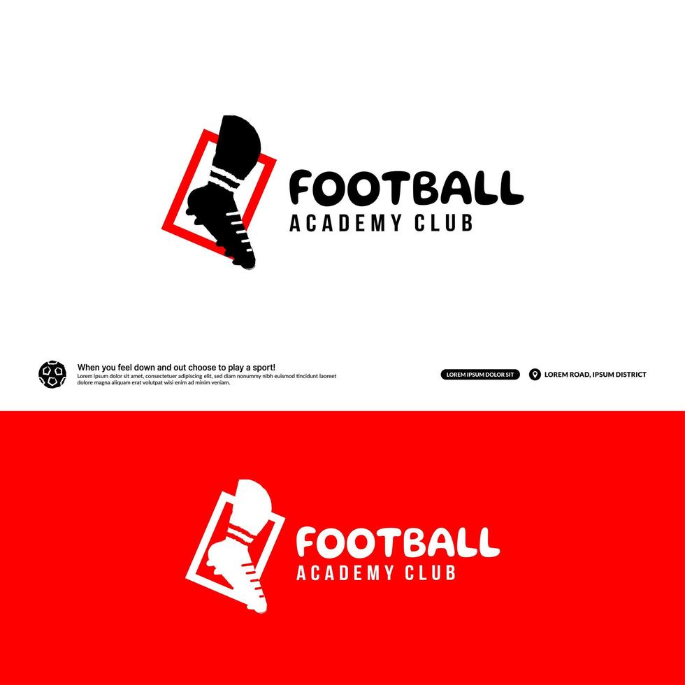 plantilla de diseño de logotipo de club de fútbol, concepto de logotipo de torneos de fútbol. Identidad del equipo de fútbol aislada sobre fondo blanco, ilustraciones de vectores de diseño de símbolo de deporte abstracto.