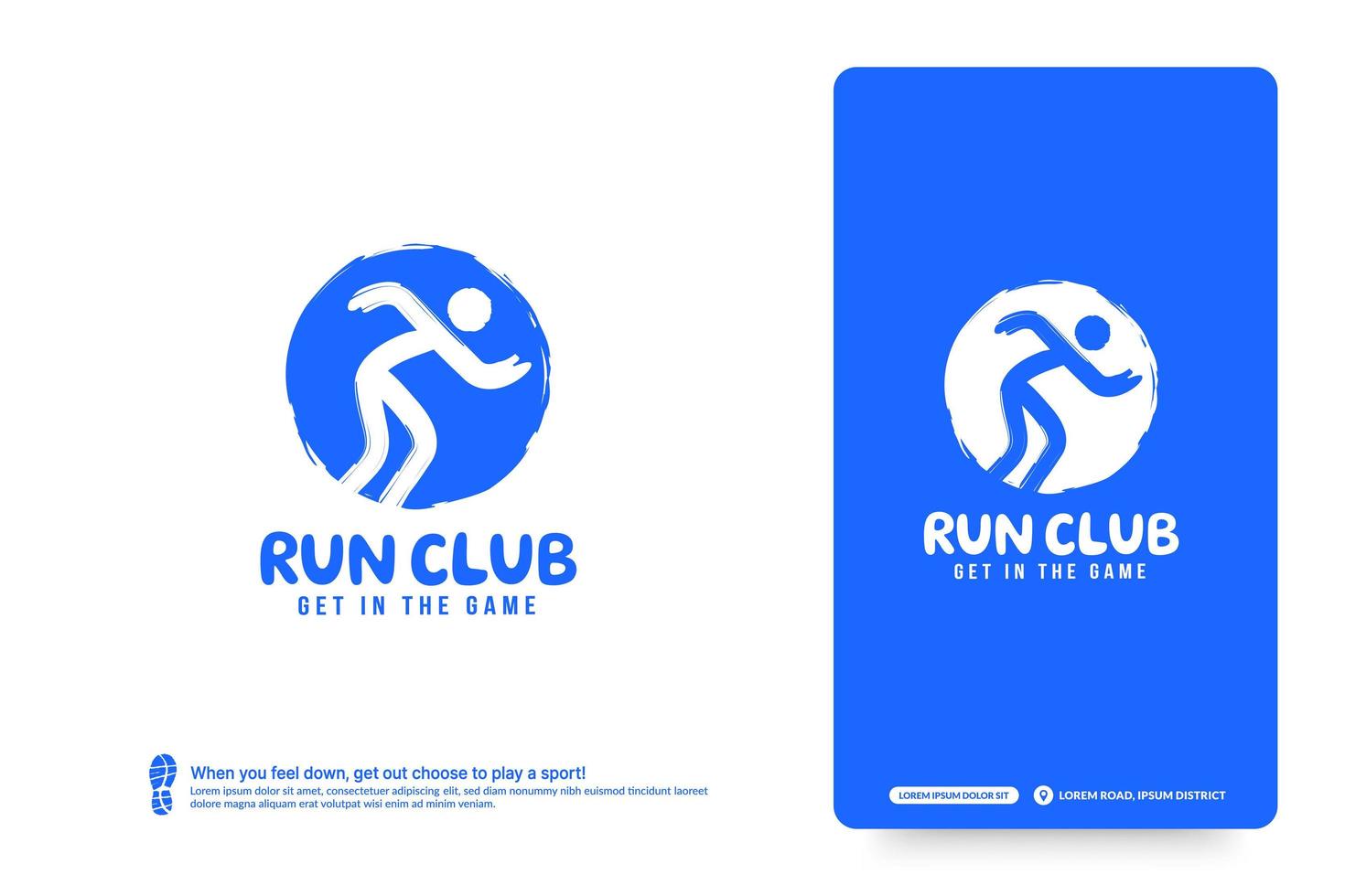 Runing club logo design template, Run tournaments logotype concept. Marathon team identity isolated on white Background, Abstract sport symbol design vector illustrations