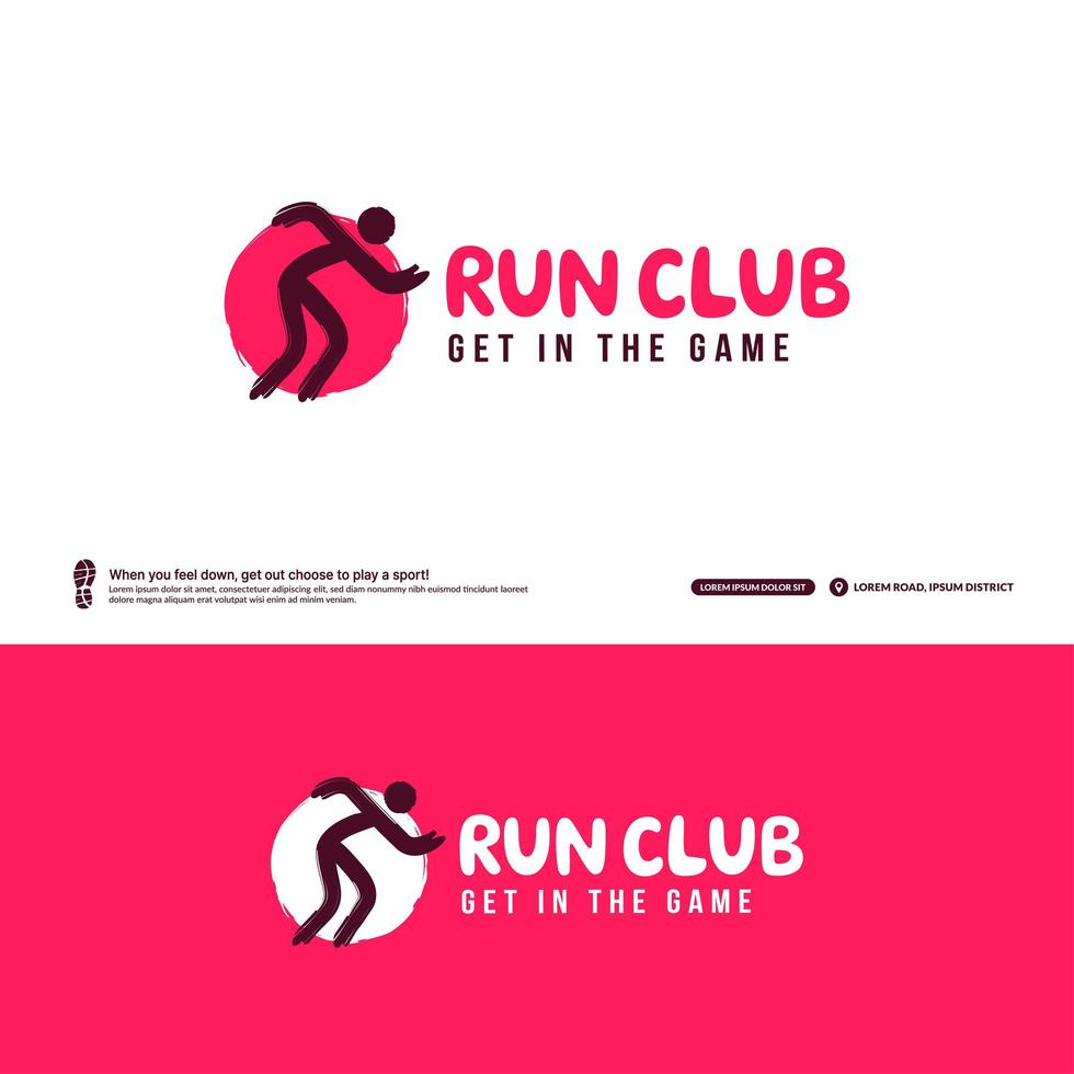 Runing club logo design template, Run tournaments logotype concept. Marathon team identity isolated on white Background, Abstract sport symbol design vector illustrations