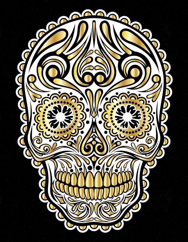 mexical skull with gold vector