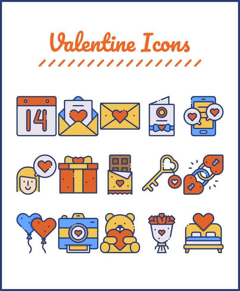 conjunto de iconos de san valentín vector