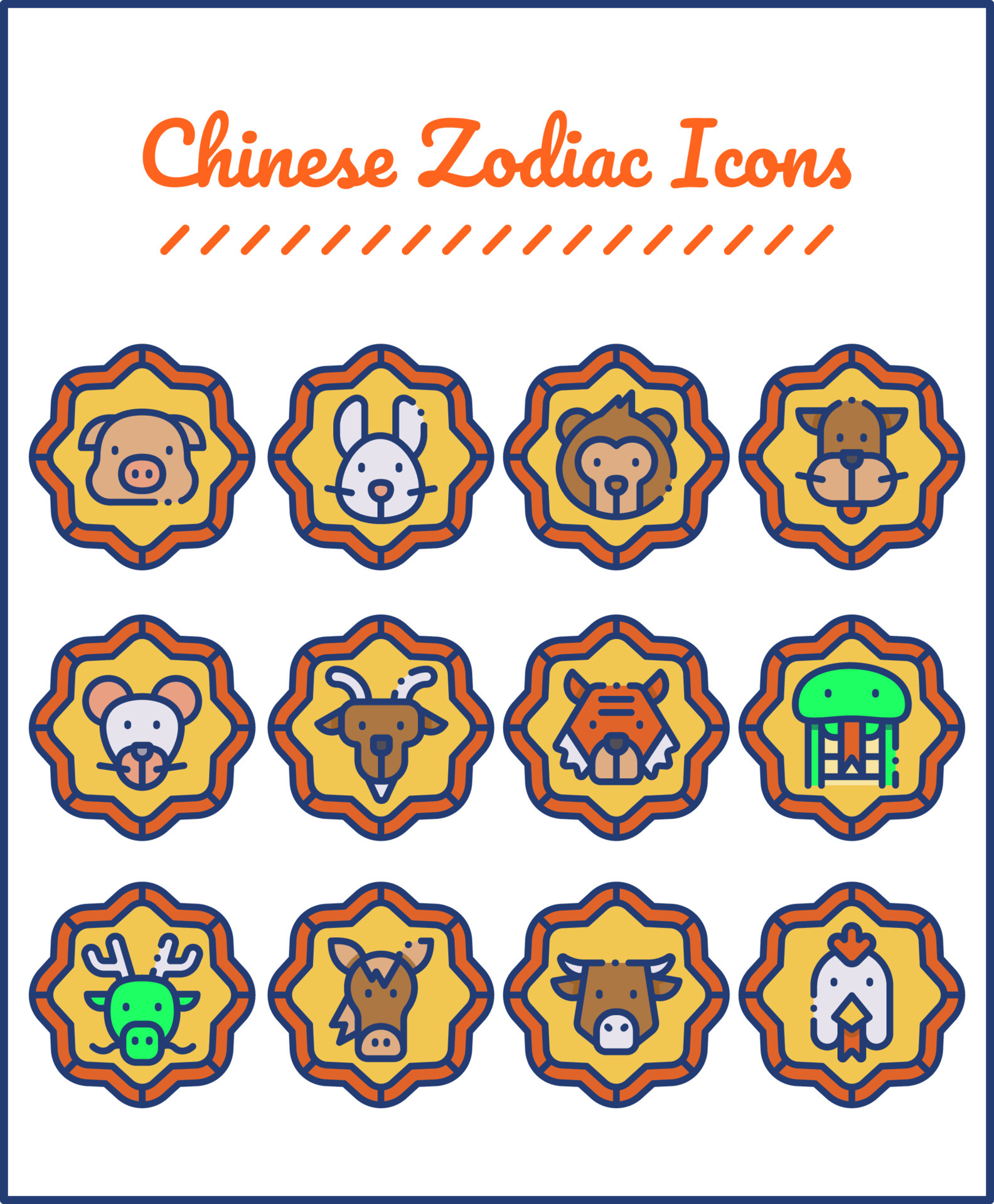 Chinese Zodiac Element 5011888 Vector Art at Vecteezy