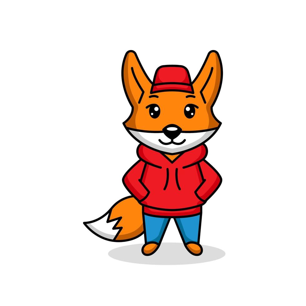 cute fox kid mascot vector