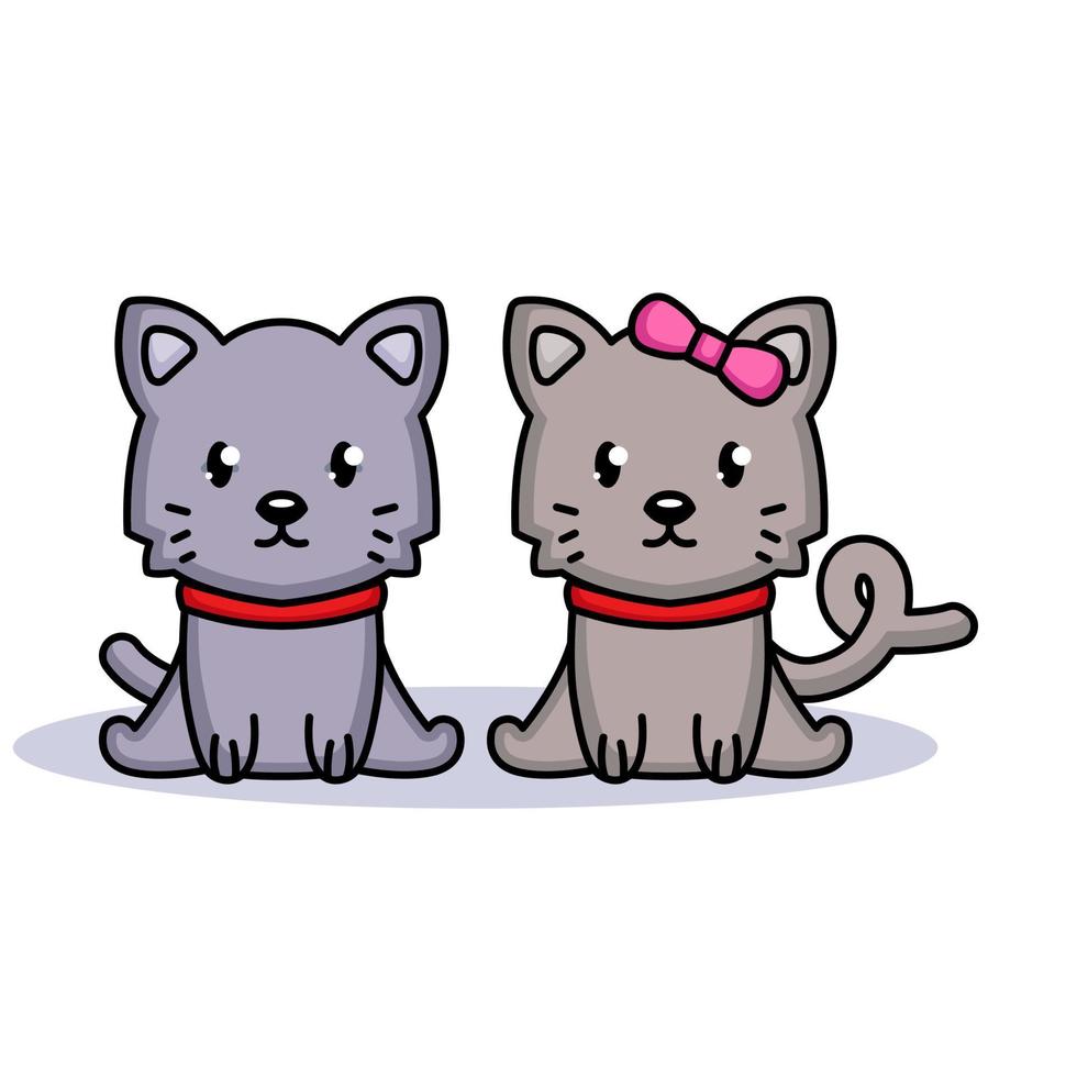 cute animal couple valentine vector