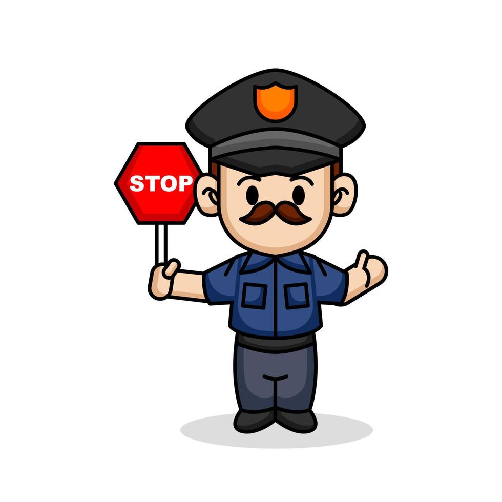 cute police kid vector