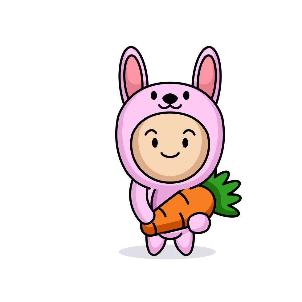 cute kid in bunny costume vector