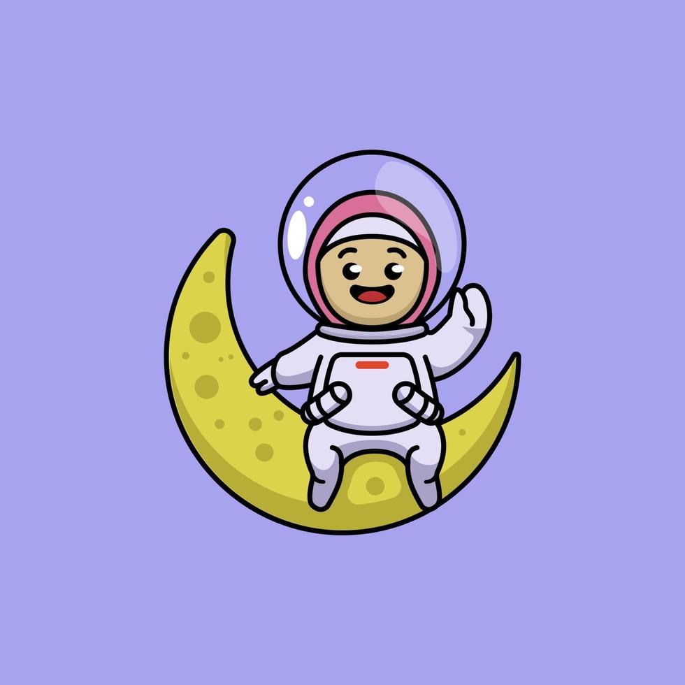 moslem girl astronaut vector