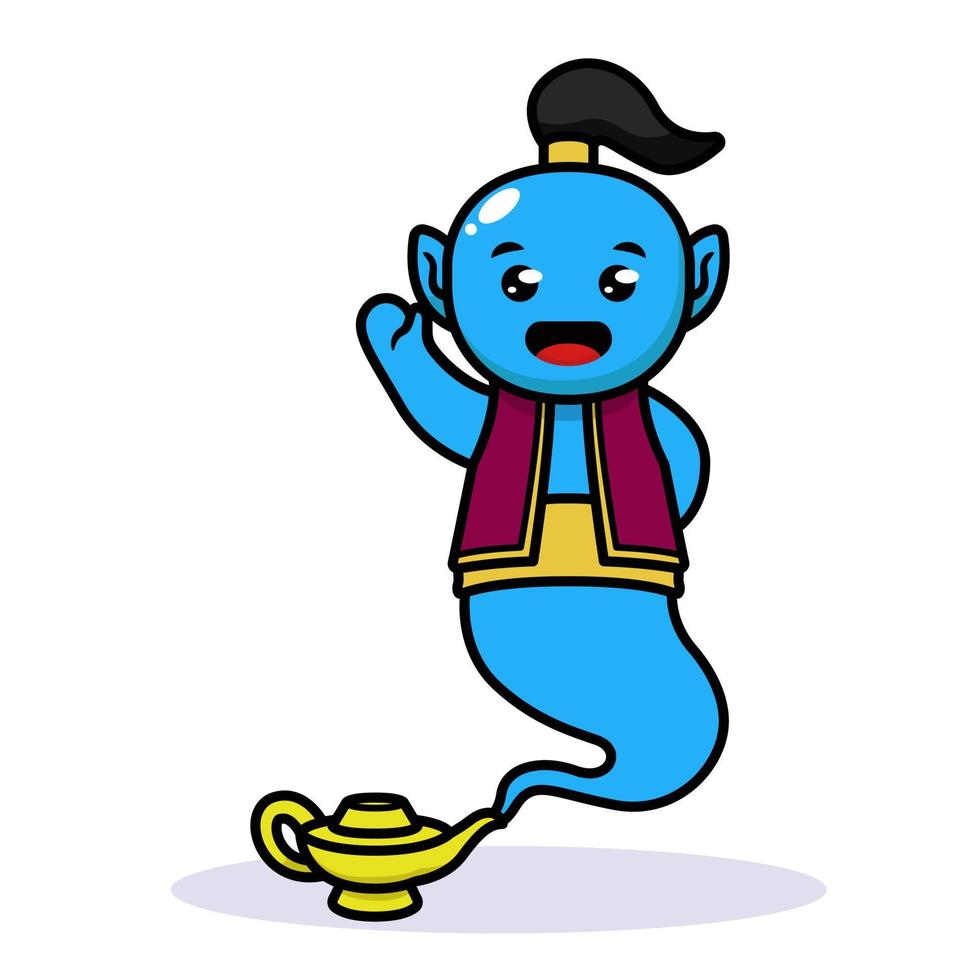 cute blue genie vector