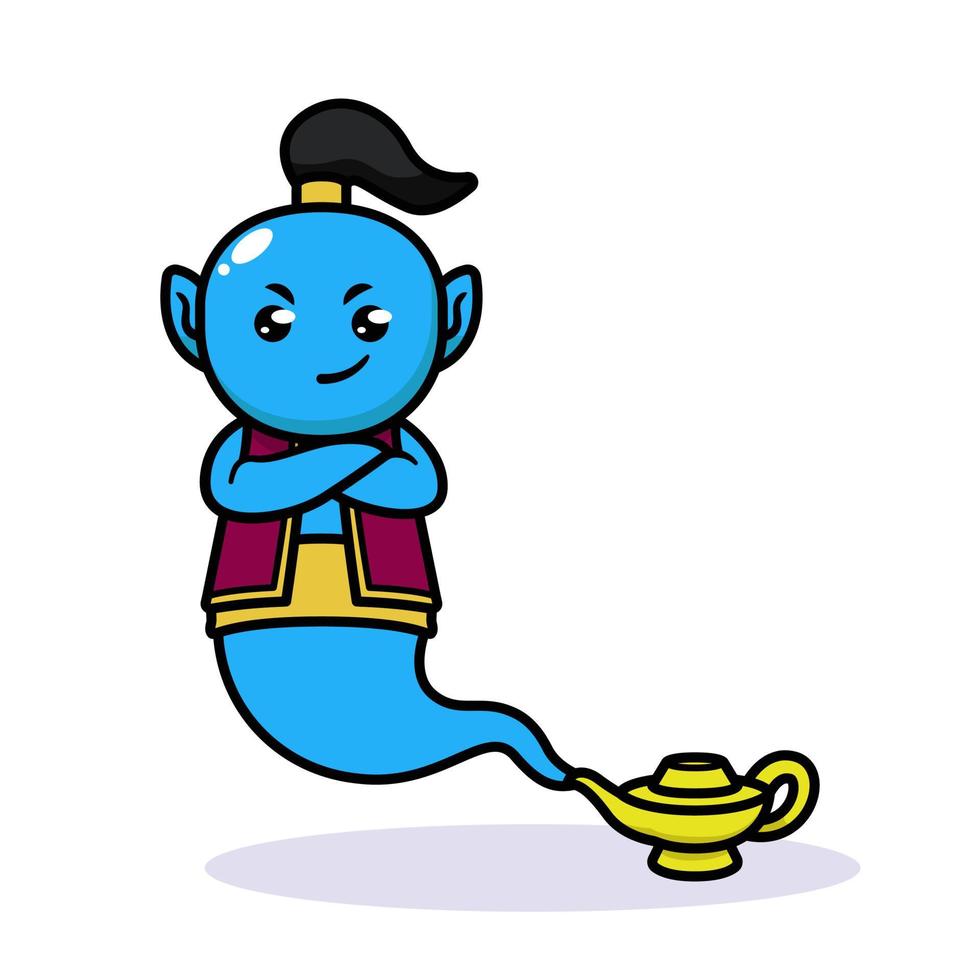 cute blue genie vector