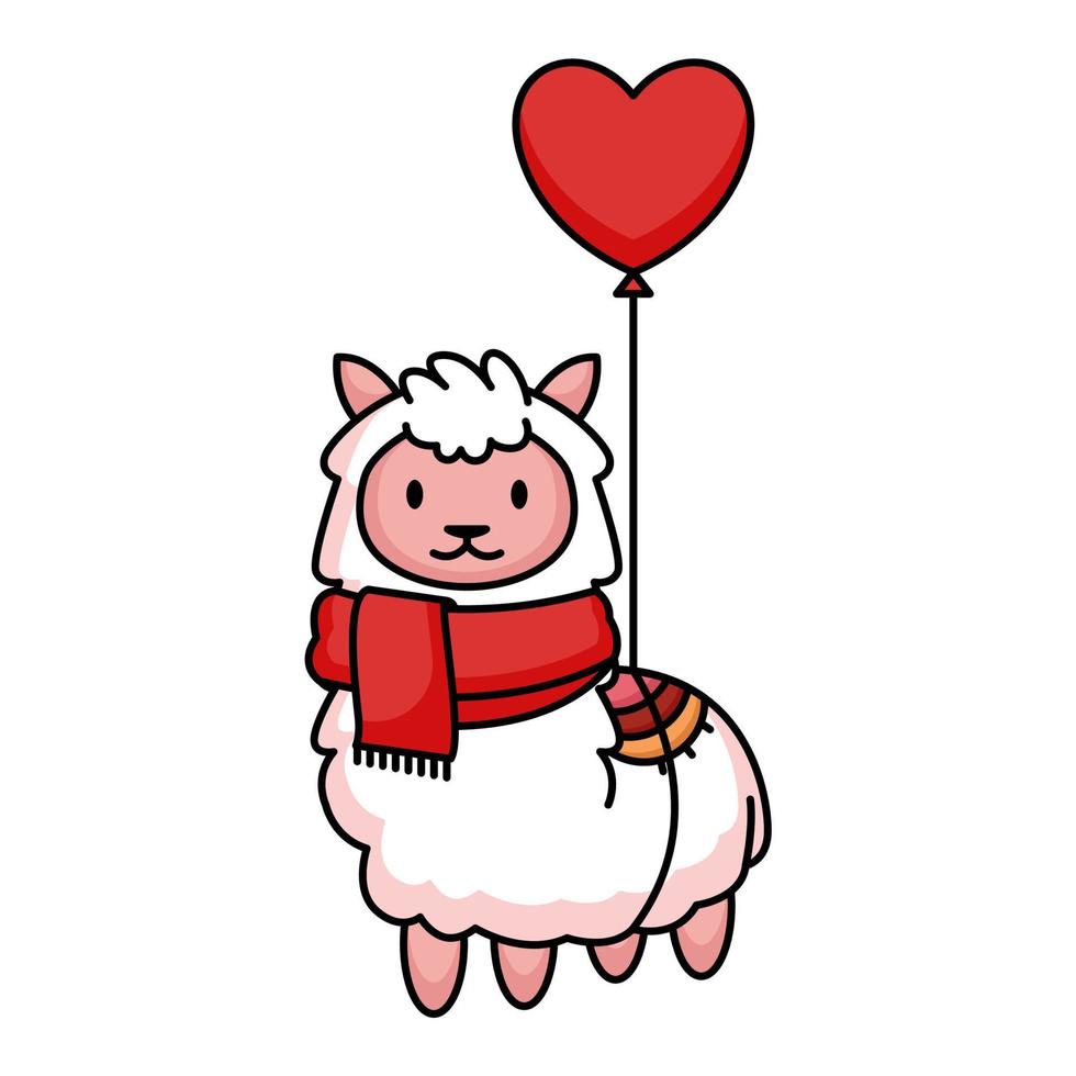 linda llama san valentín vector