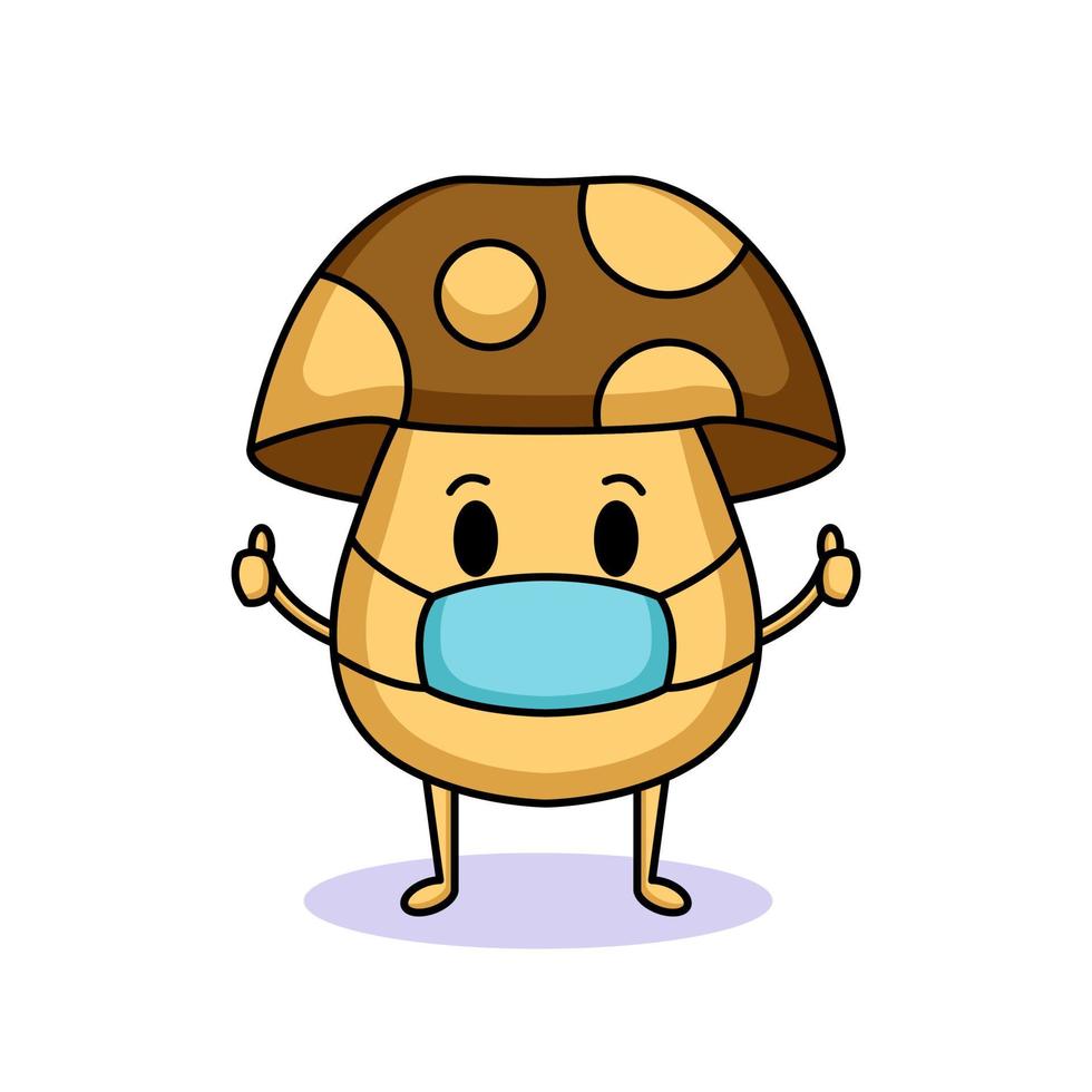 cute mushroom mascot vector