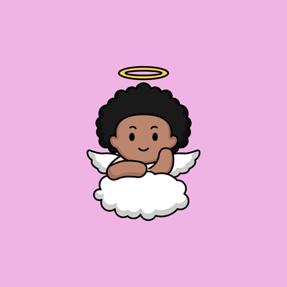 lindo ángel cupido negro san valentín vector