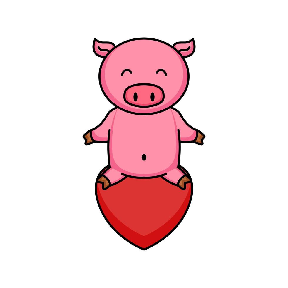 lindo cerdo san valentín vector