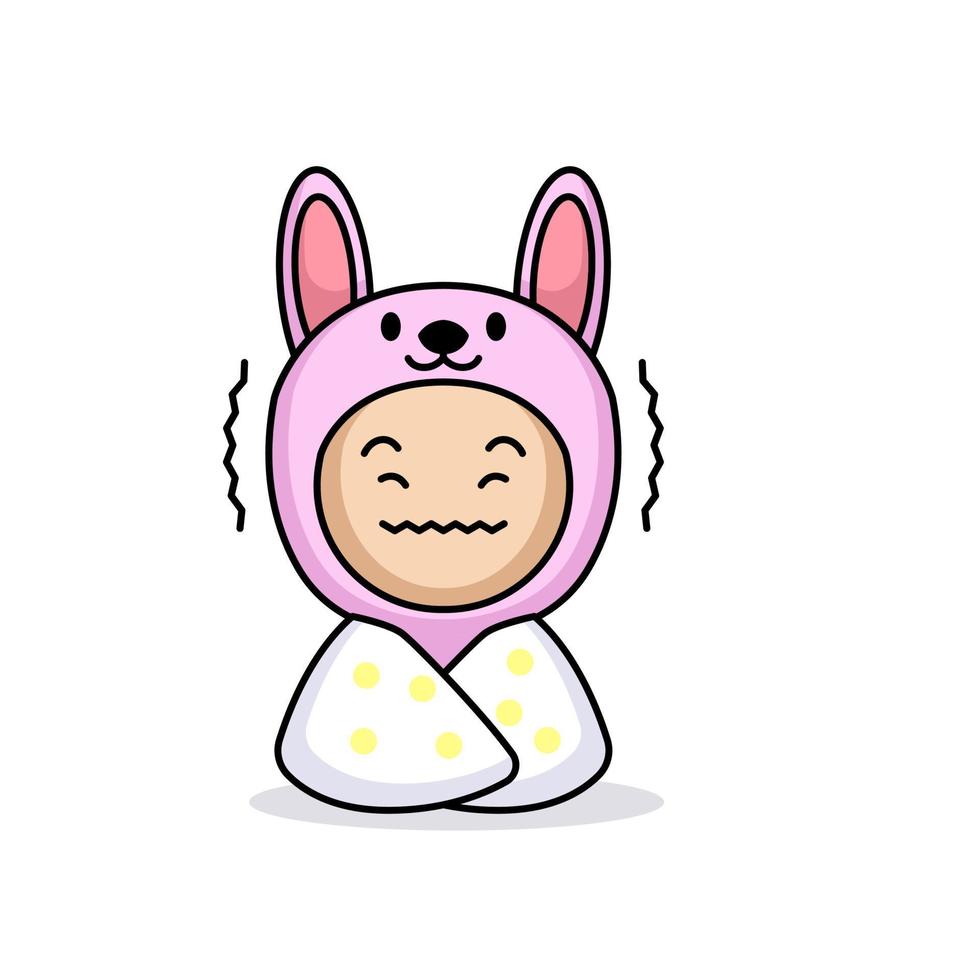 cute kid in bunny costume vector