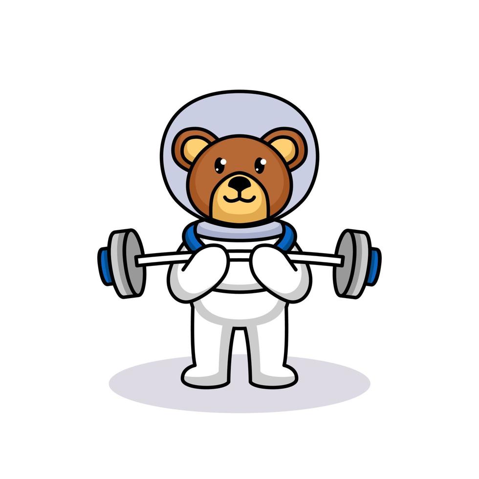 linda mascota oso astronauta vector