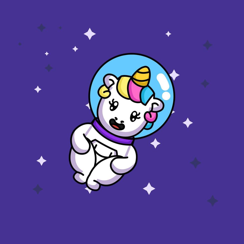 cute astronaut unicorn vector