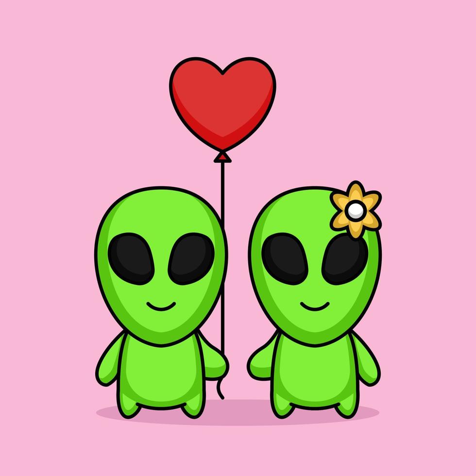 pareja alienígena san valentín vector