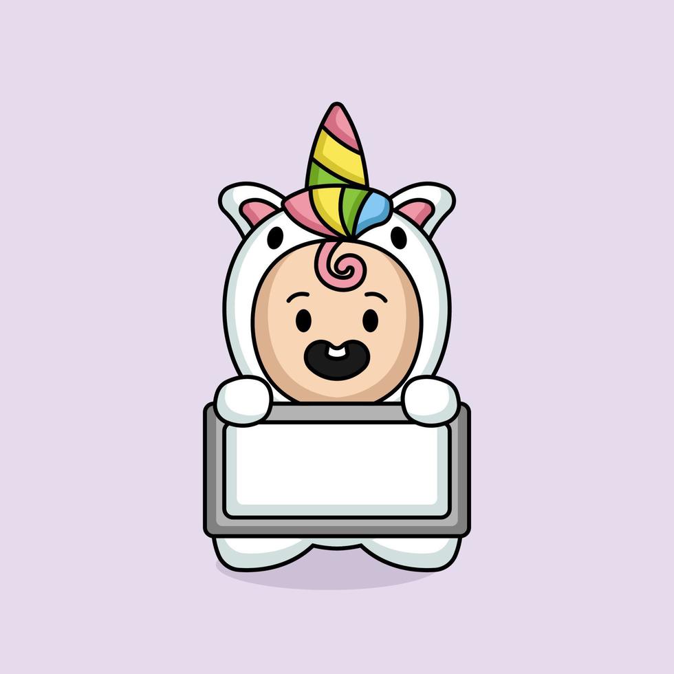 baby unicorn mascot vector