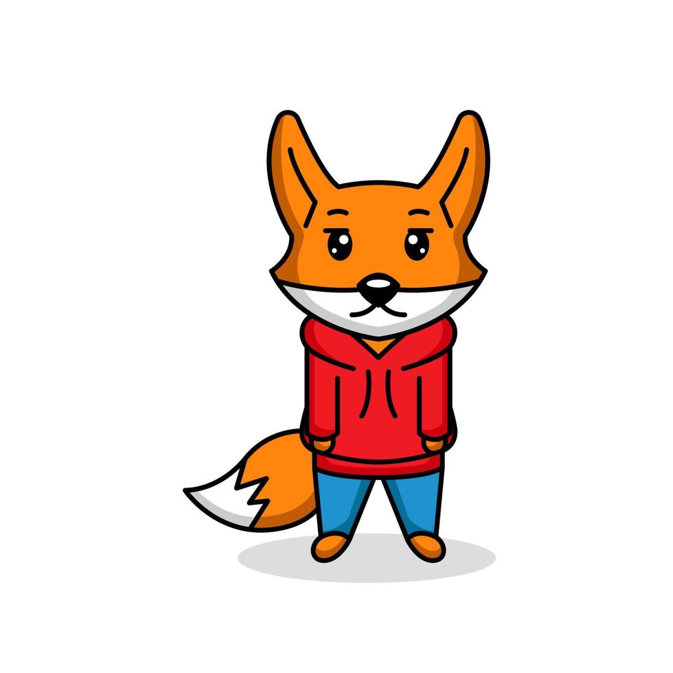 cute fox kid mascot vector