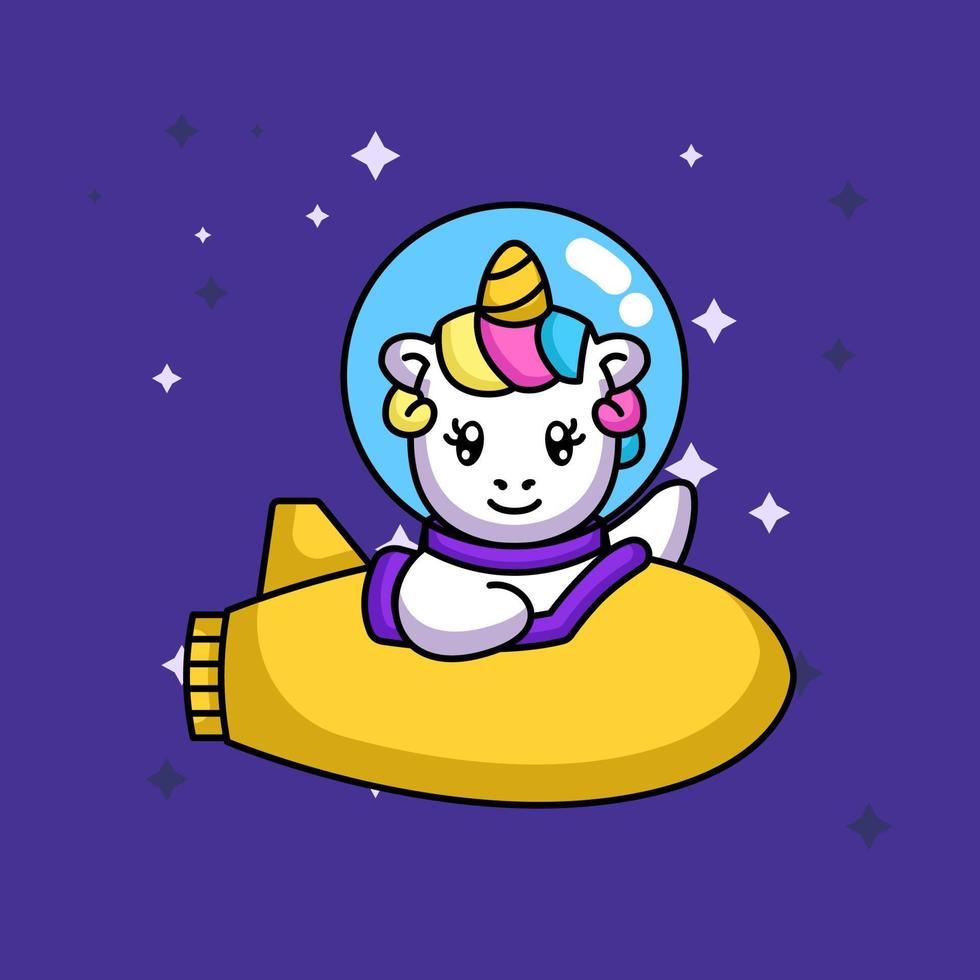 cute astronaut unicorn vector