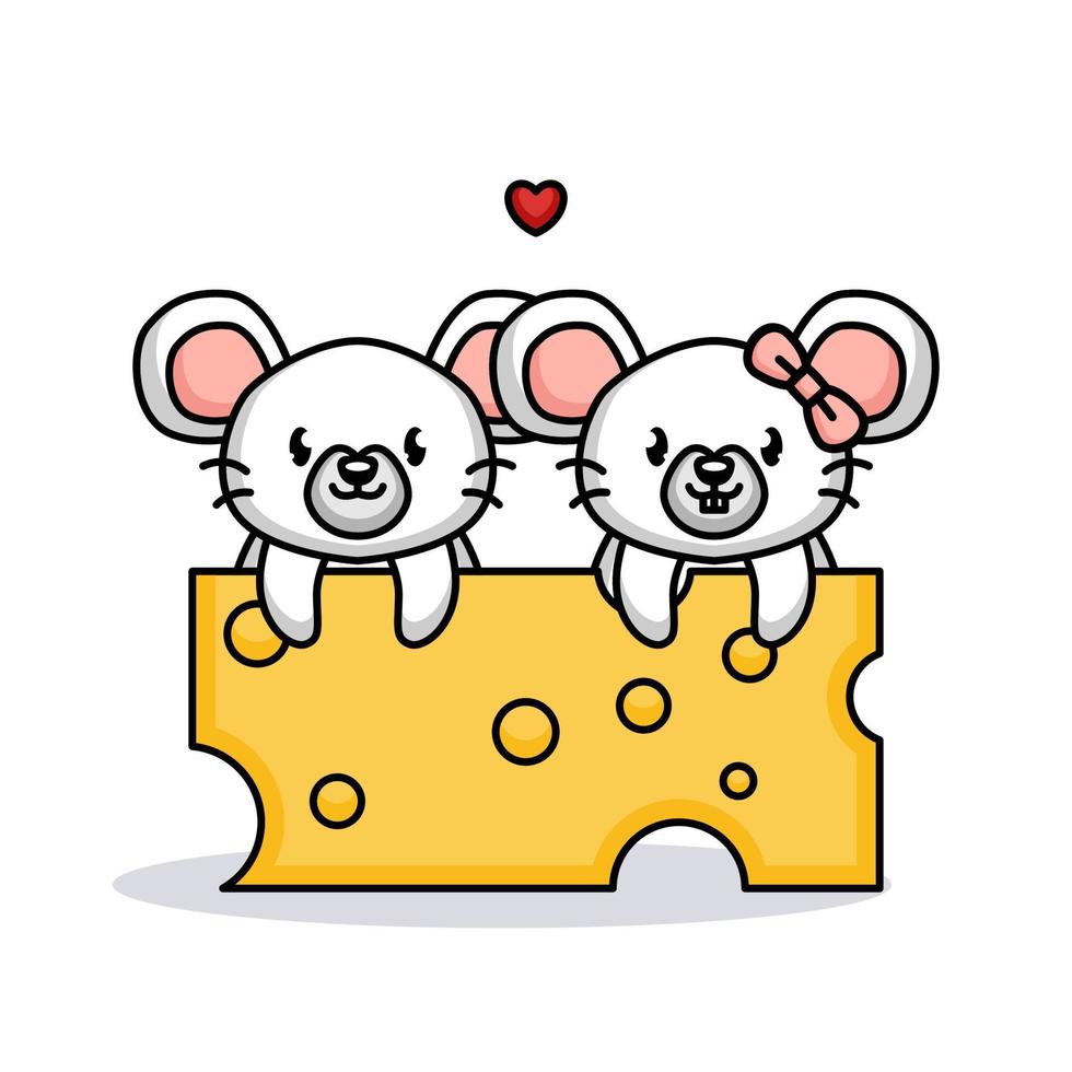 cute mouse valentine vector