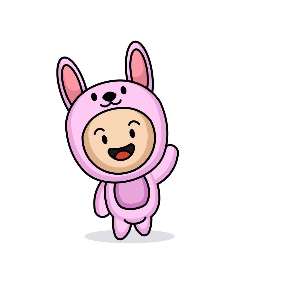 cute kid in bunny costume vector