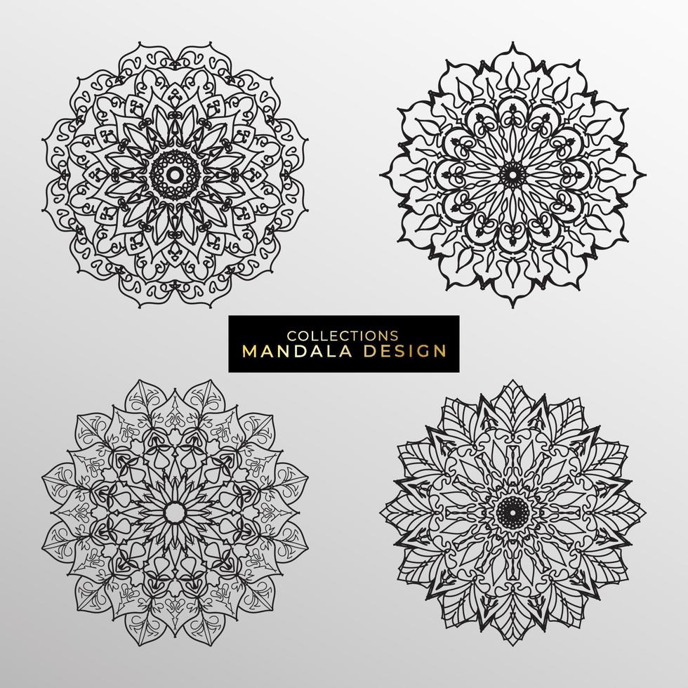 colecciones patrón circular en forma de mandala para henna, mehndi, tatuajes, decoraciones. decoración decorativa en estilo étnico oriental. página de libro para colorear. vector