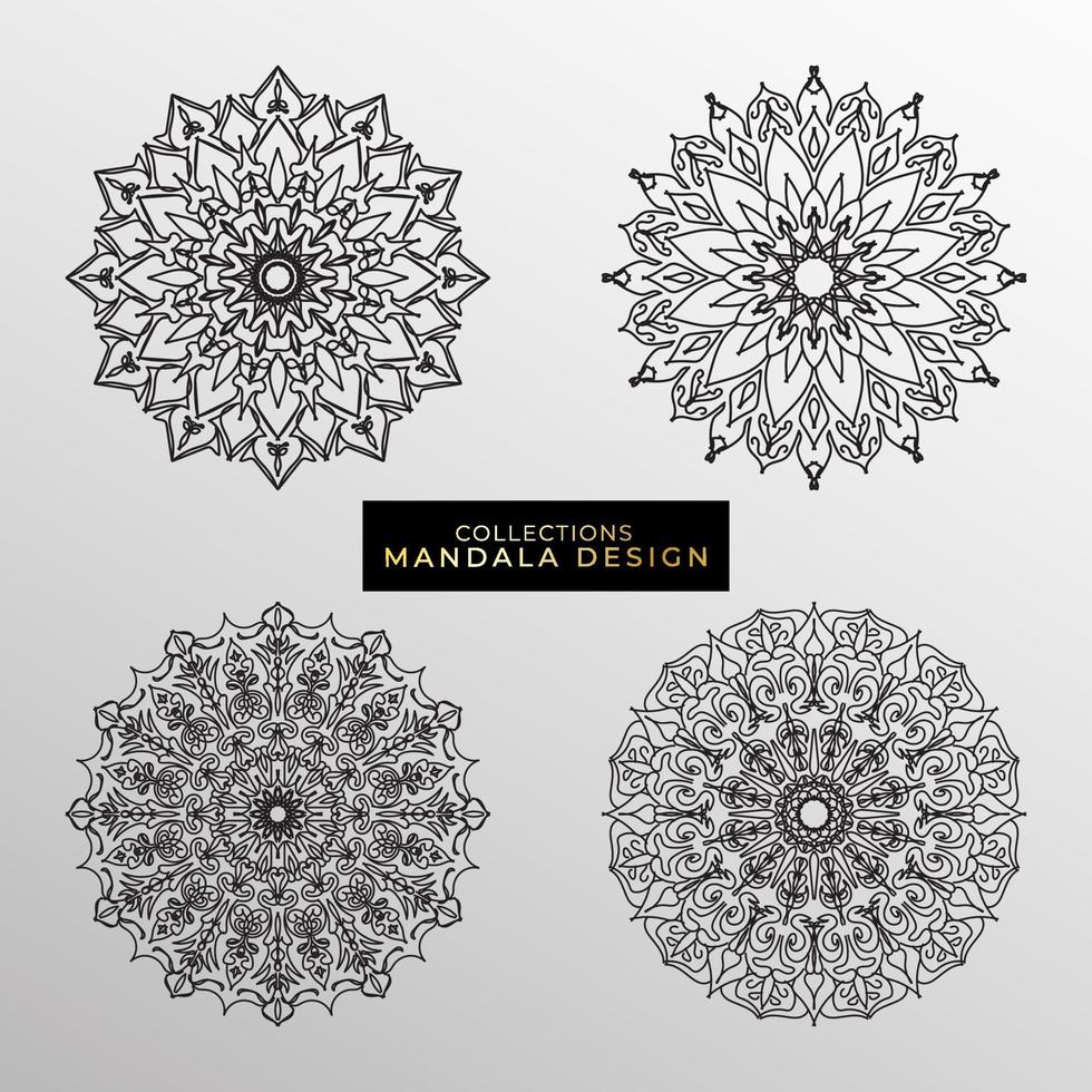 Collections Circular pattern in the form of a mandala for Henna, Mehndi, tattoos, decorations. Decorative decoration in ethnic oriental style. Coloring book page. vector