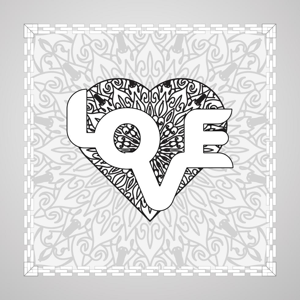 Hand drawn heart with mandala. decoration in ethnic oriental  doodle ornament. vector