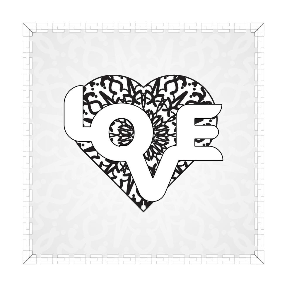 corazón dibujado a mano con mandala. decoración en ornamento étnico oriental doodle vector