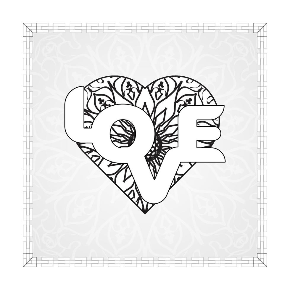 corazón dibujado a mano con mandala. decoración en ornamento étnico oriental doodle vector