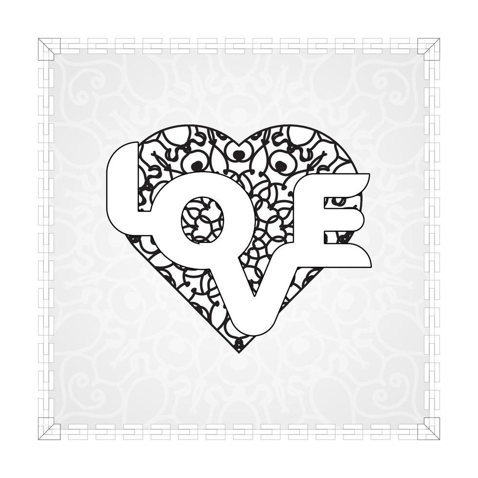 corazón dibujado a mano con mandala. decoración en ornamento étnico oriental doodle vector