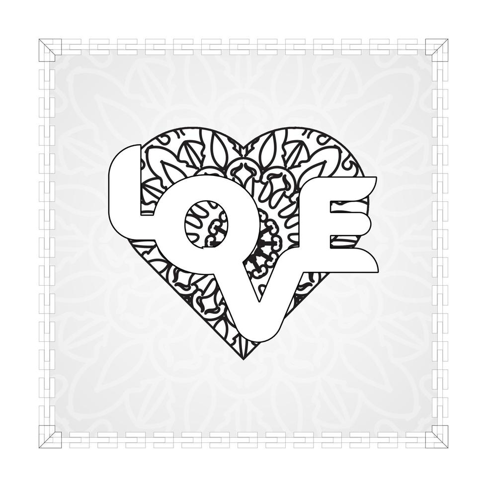 Hand drawn heart with mandala. decoration in ethnic oriental  doodle ornament vector