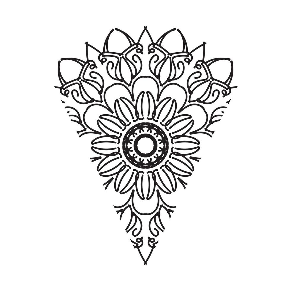 adorno indio tarjeta en blanco y negro con mandala vector