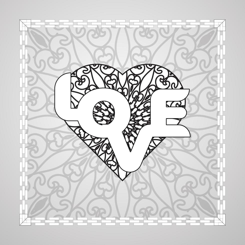 Hand drawn heart with mandala. decoration in ethnic oriental  doodle ornament vector