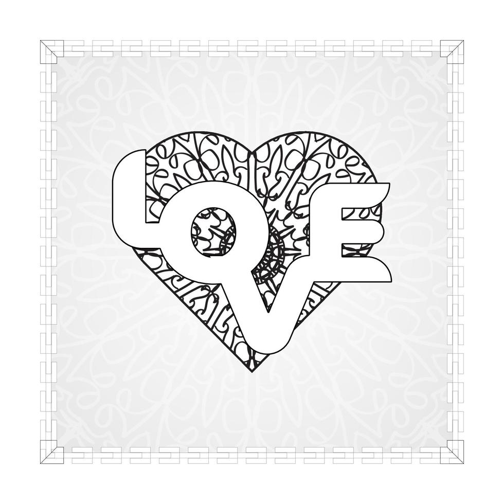 Hand drawn heart with mandala. decoration in ethnic oriental  doodle ornament vector