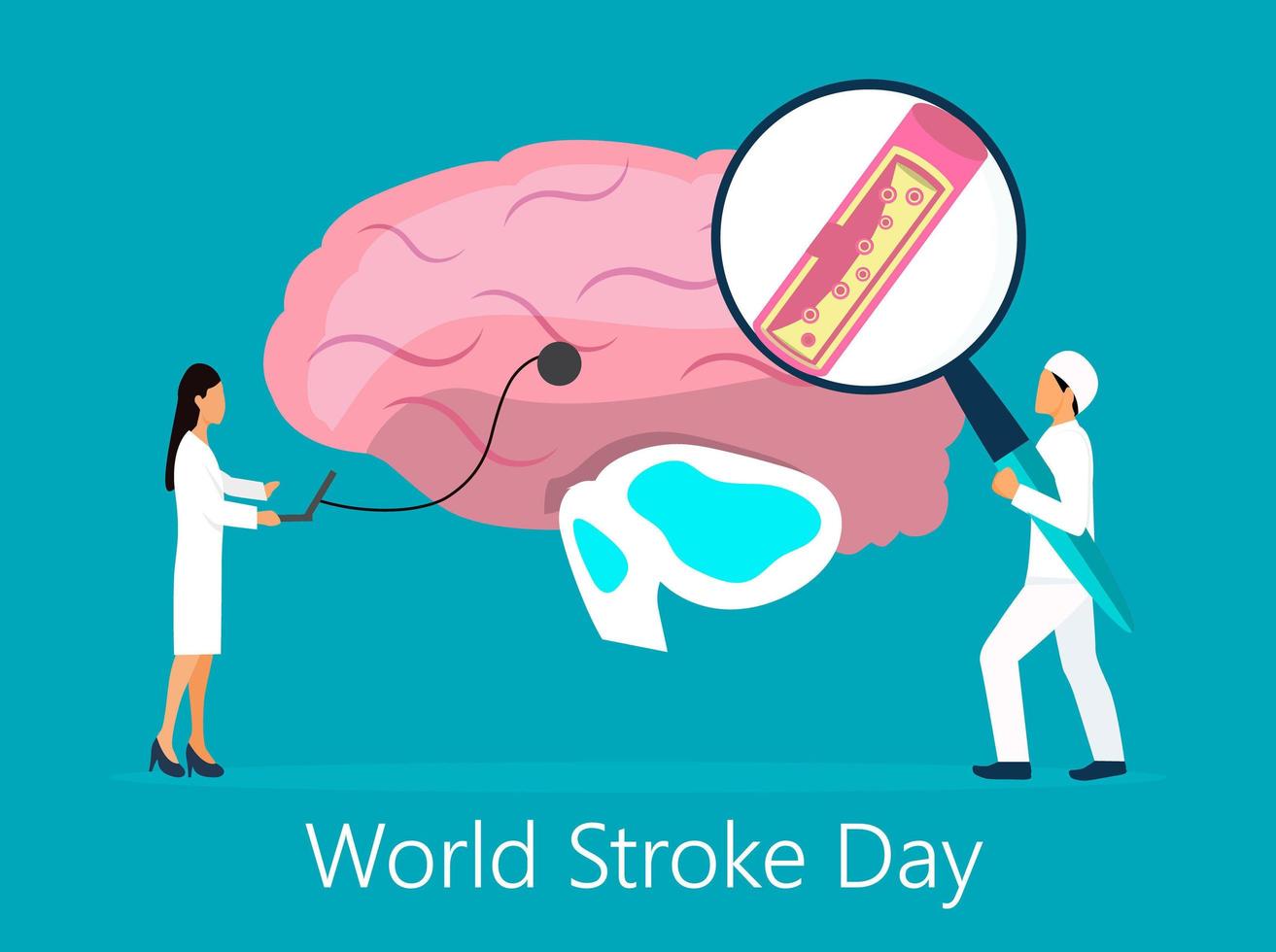 World Stroke Day is celebrated in October 29th. Neurology health care, dementia, alzheimer metaphor. vector