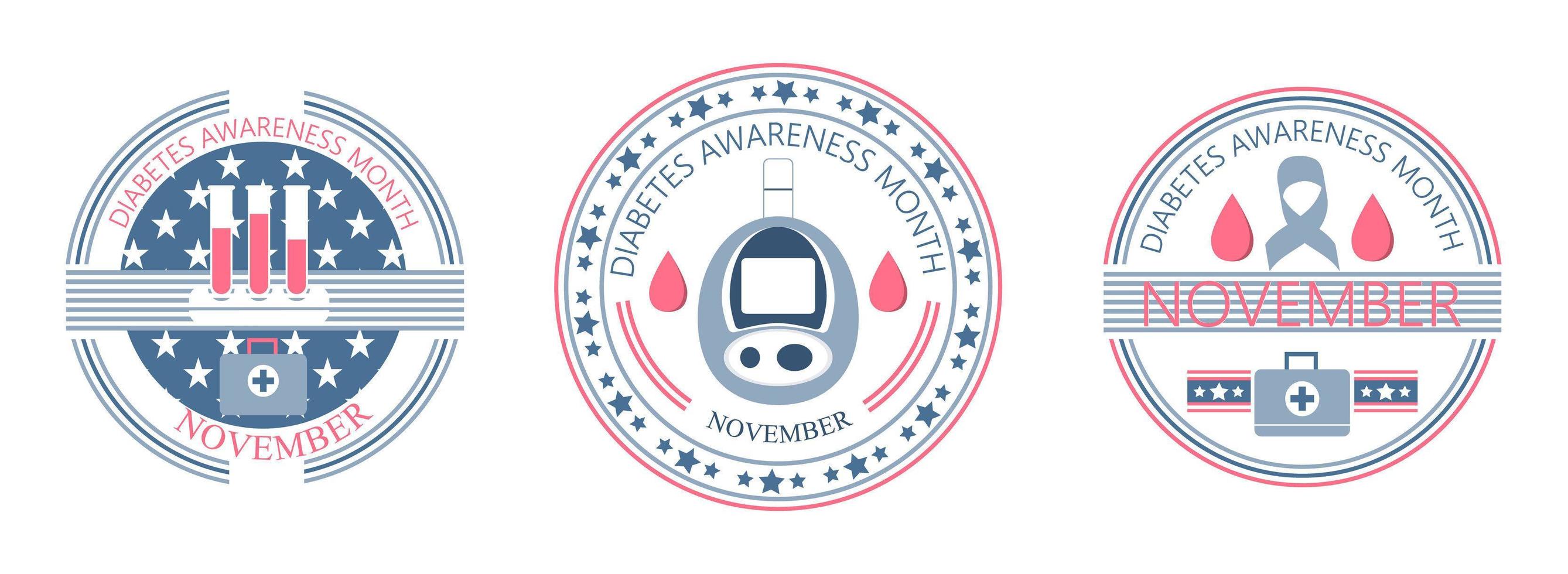 Diabetes Awareness Month on November in USA. American national health care event. vector