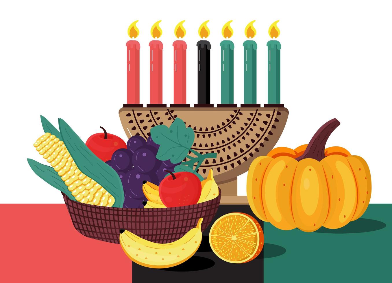 Happy kwanzaa invitation vector for web, card, social media. Happy kwanza celebrated from 26 December to 1 January. Seven candles lighted.