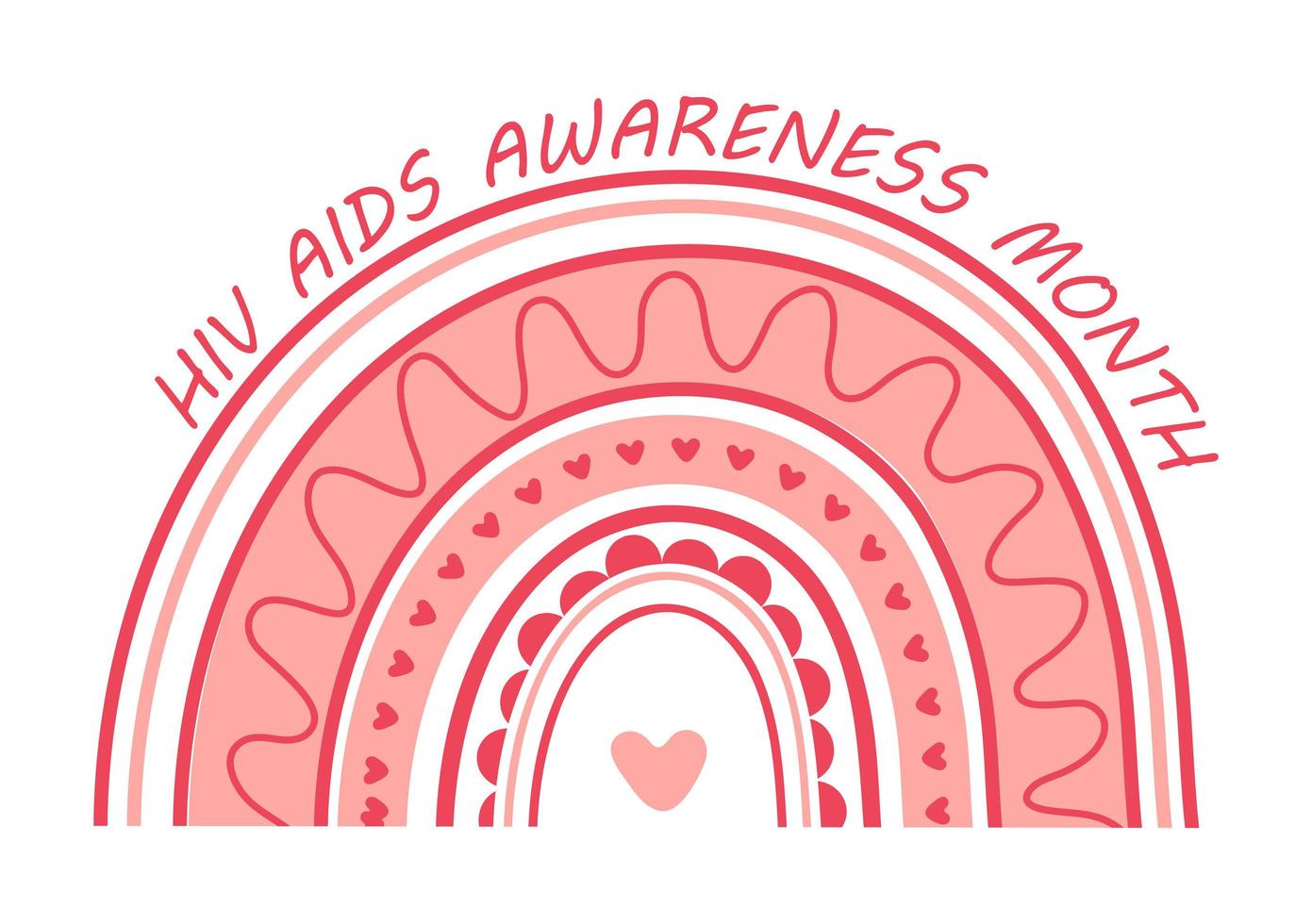 HIV and AIDS Awareness Month in December. Abstract bohemian, red rainbow vector