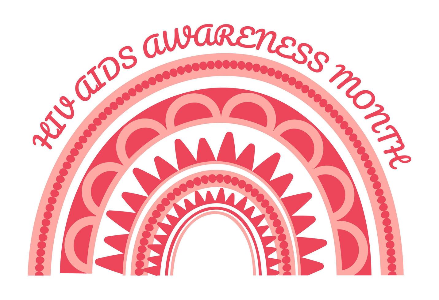 HIV and AIDS Awareness Month in December. Abstract bohemian, red rainbow vector