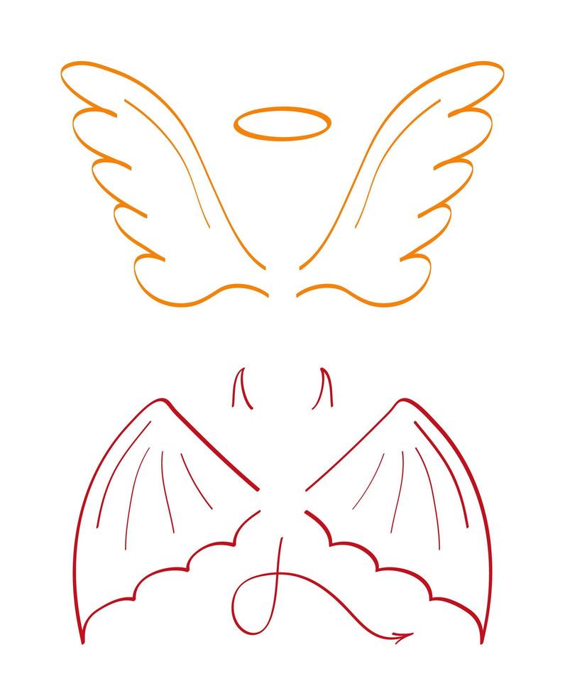 vector de conjunto de alas de dibujo de ángel. marcador estilo dibujado a mano de creaciones sagradas. ala, plumas de pájaro, cisne, águila.