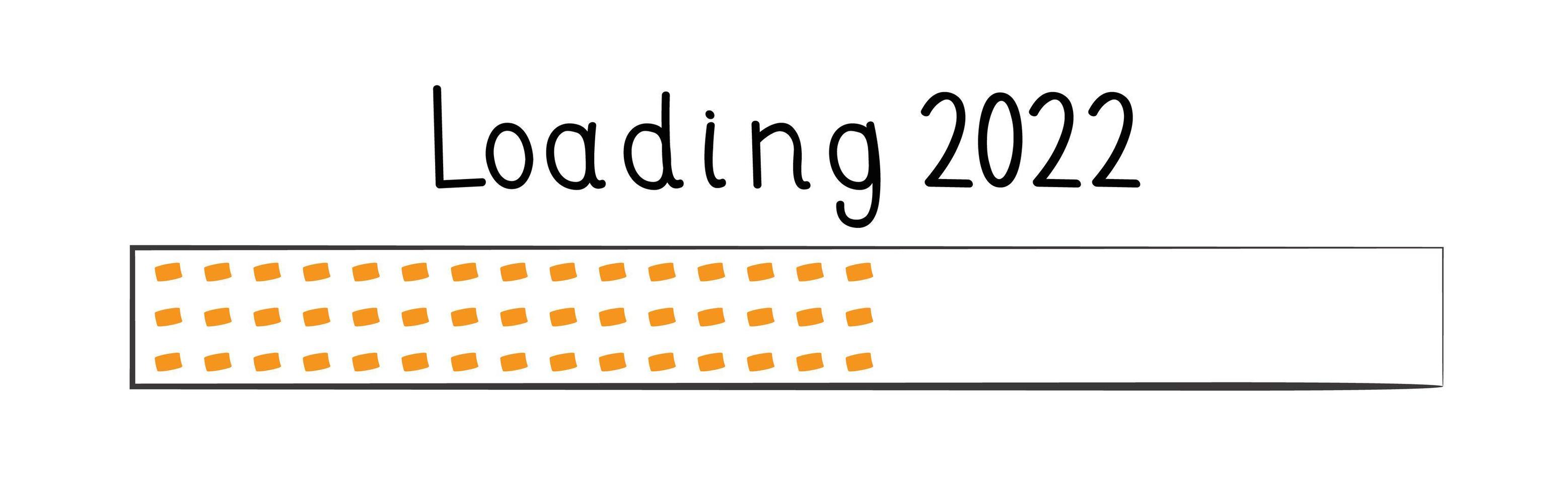 2022 New year loading bar sign drawn in doodle style. Winter holidays coming soon, year end load bar button vector for graphic design