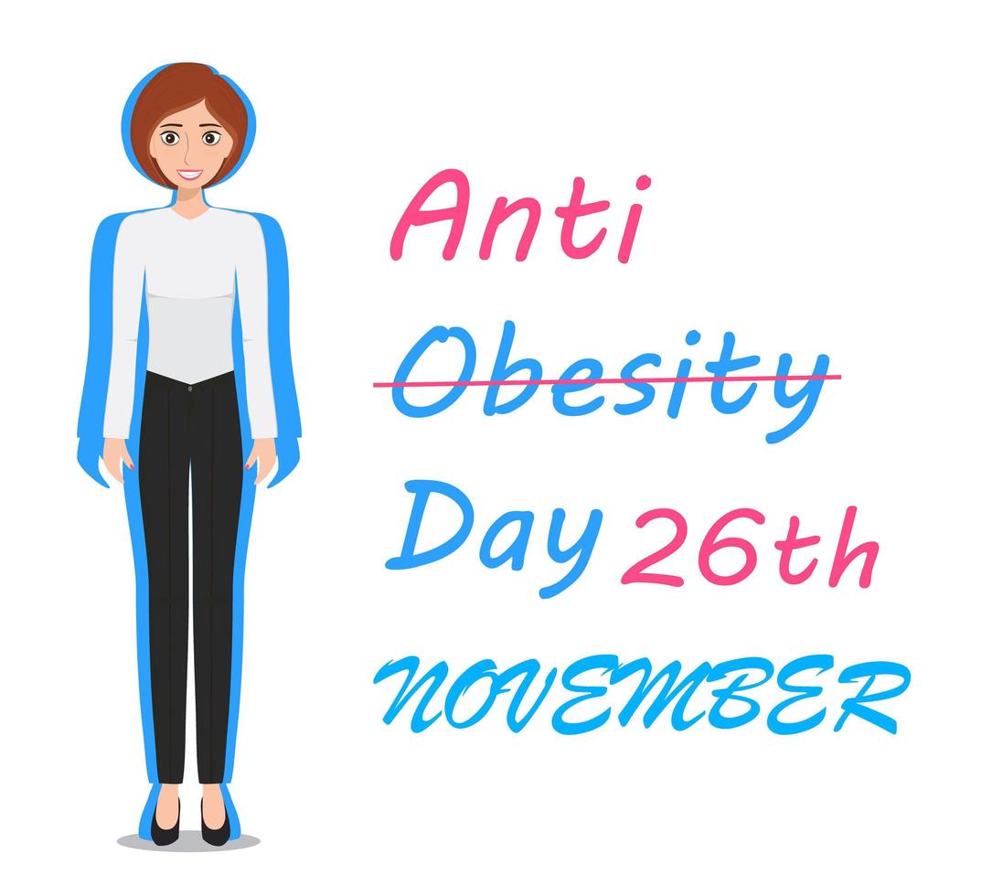 Anti-Obesity Day AOD is observed in various parts of world on November 26th. vector