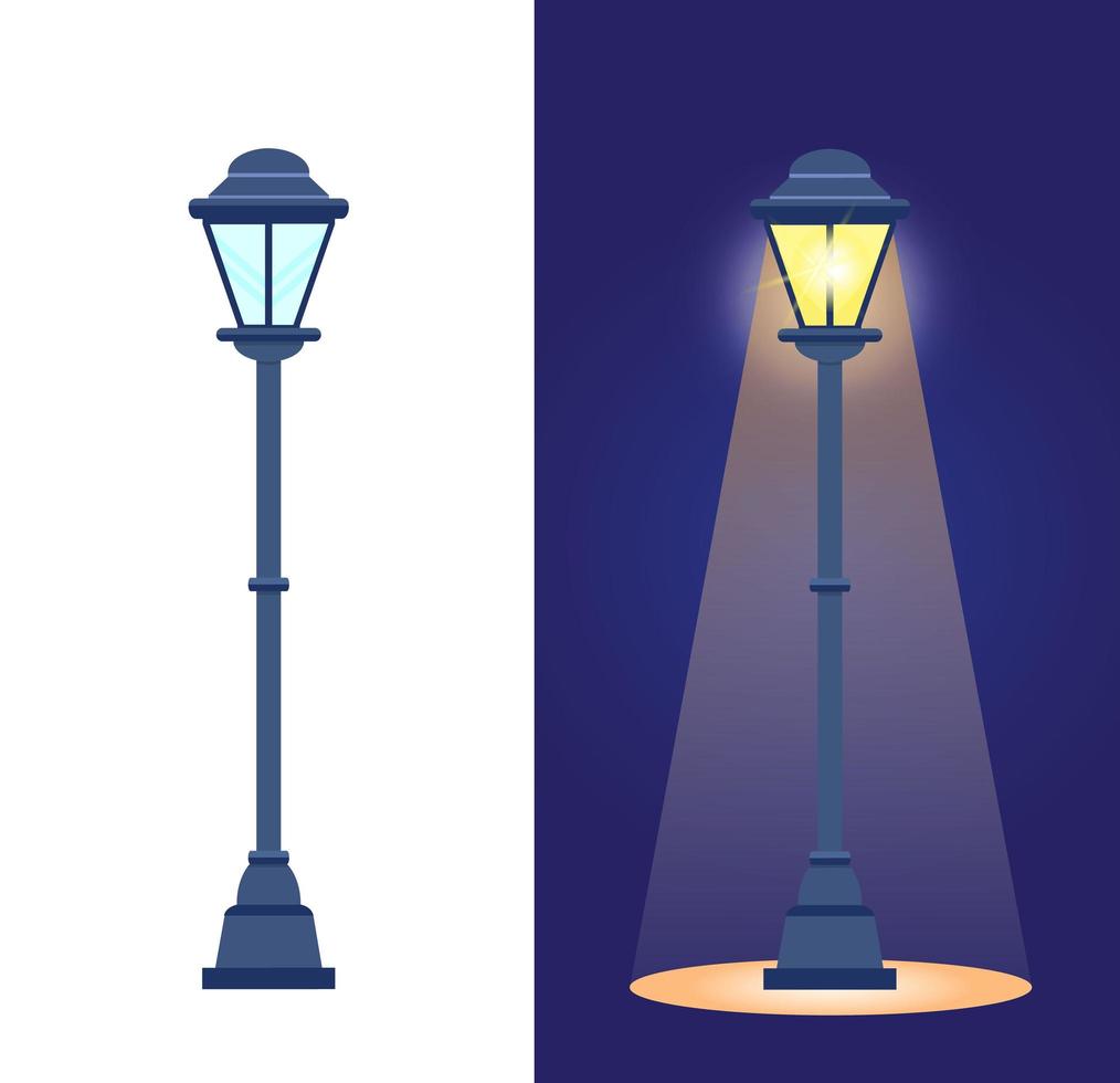 Street light is isolated in day on white background. Garden lantern is illuminating park, square at night. Urban bulb element vector, city lamp on empty road vector