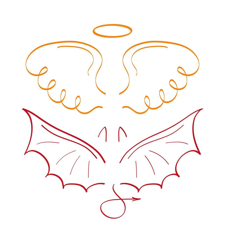 Angel sketch wing set vector. Marker hand drawn style of holy creations. Wing, feathers of bird, swan, eagle. vector