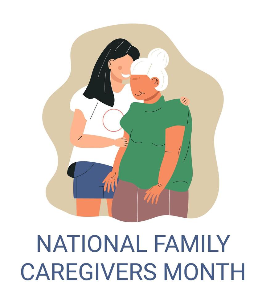 National Family caregivers month vector. Medical, social event is observed each year during November. vector