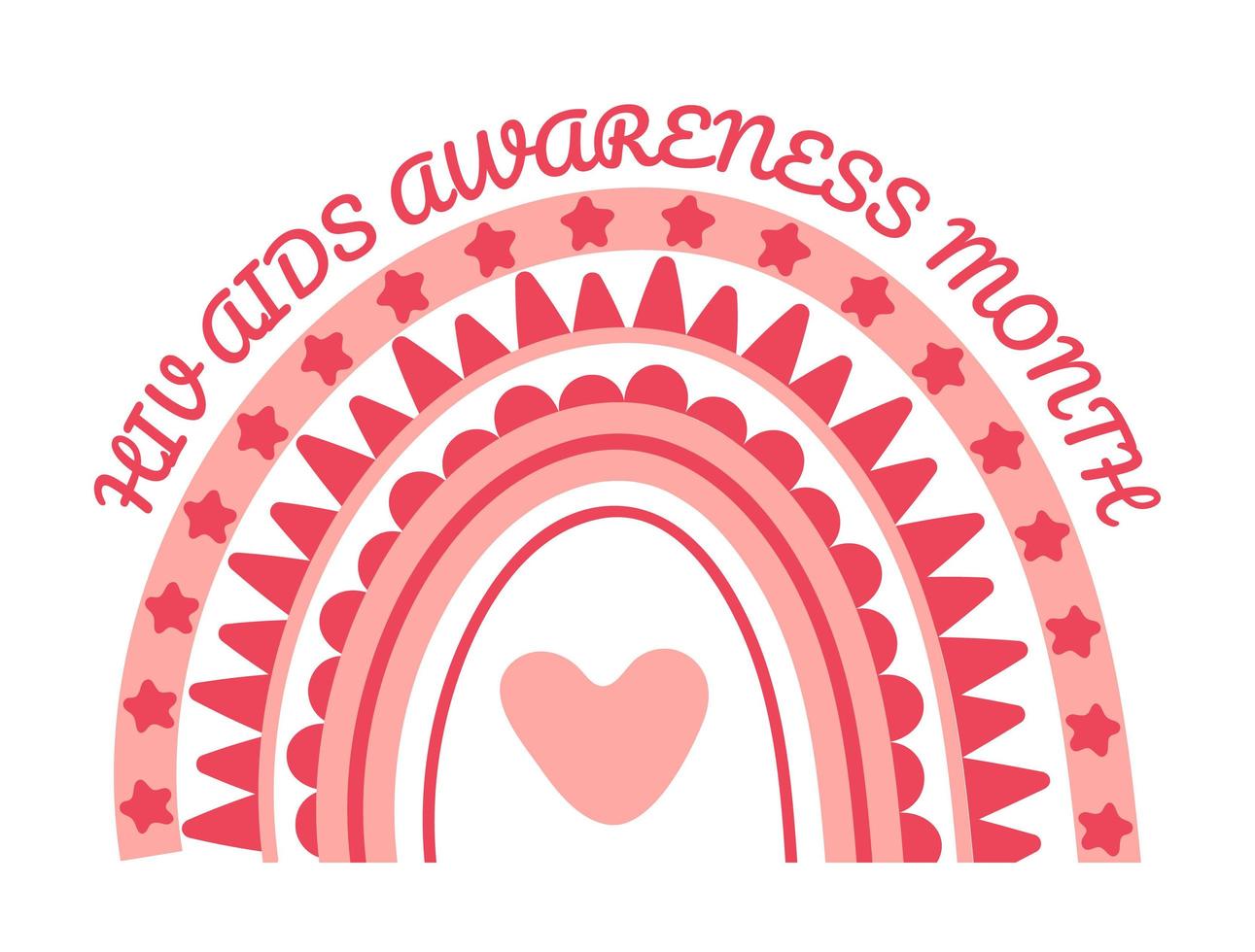 HIV and AIDS Awareness Month in December. Abstract bohemian, red rainbow vector