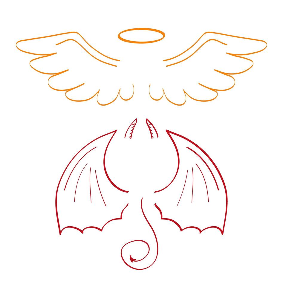 Angel sketch wing set vector. Marker hand drawn style of holy creations. Wing, feathers of bird, swan, eagle. vector